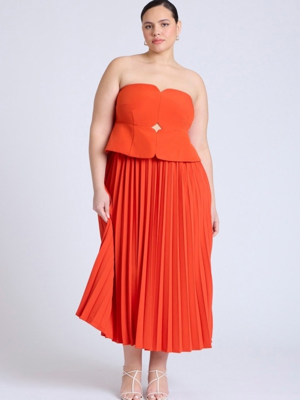 Eloquii Strapless Pleated Midi Dress